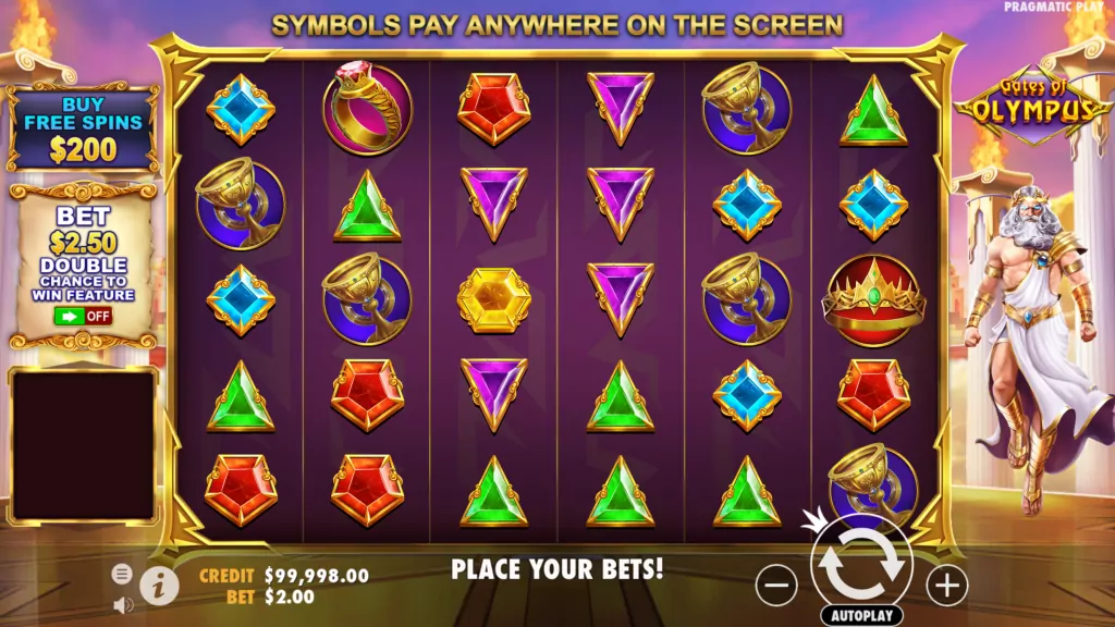 Gameplay de Gates of Olympus sur Olympe Casino