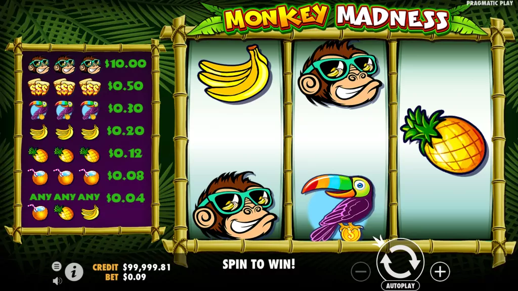 Play Monkey Madness casino game by Pragmatic Play at Getwin 👑